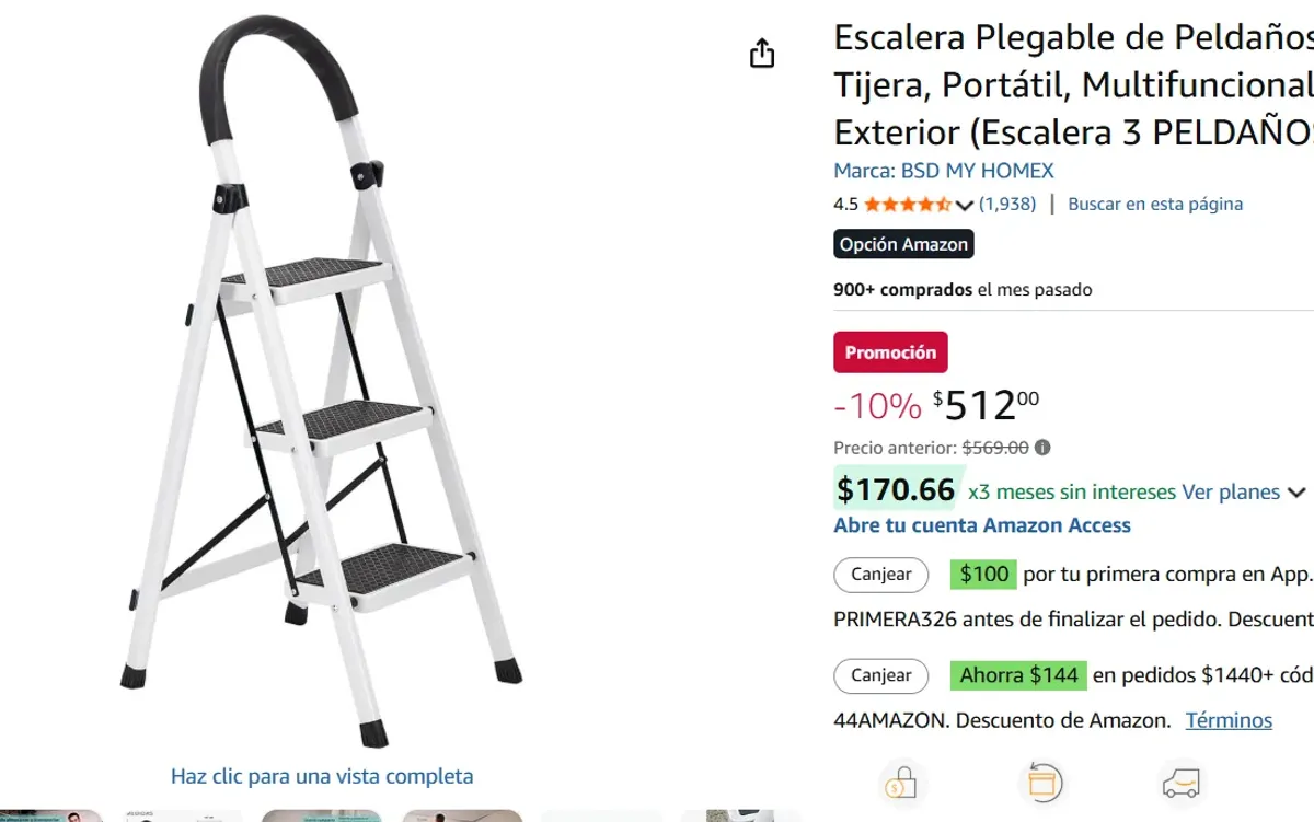 Escalera Plegable de 3 Peldaños
