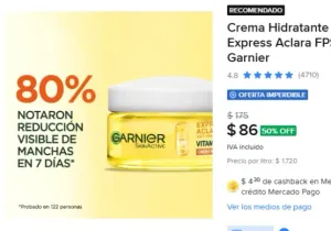 Crema Hidratante Tono Uniforme Express Aclara FPS30 50 ml Garnier