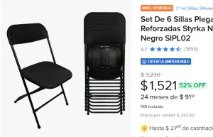 Set De 6 Sillas Plegables 