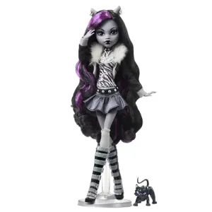 Monster High HKN28 Alumni Muñeca Clawdeen B&W Muñeca para niñas a Partir de 6 años, Multicolor