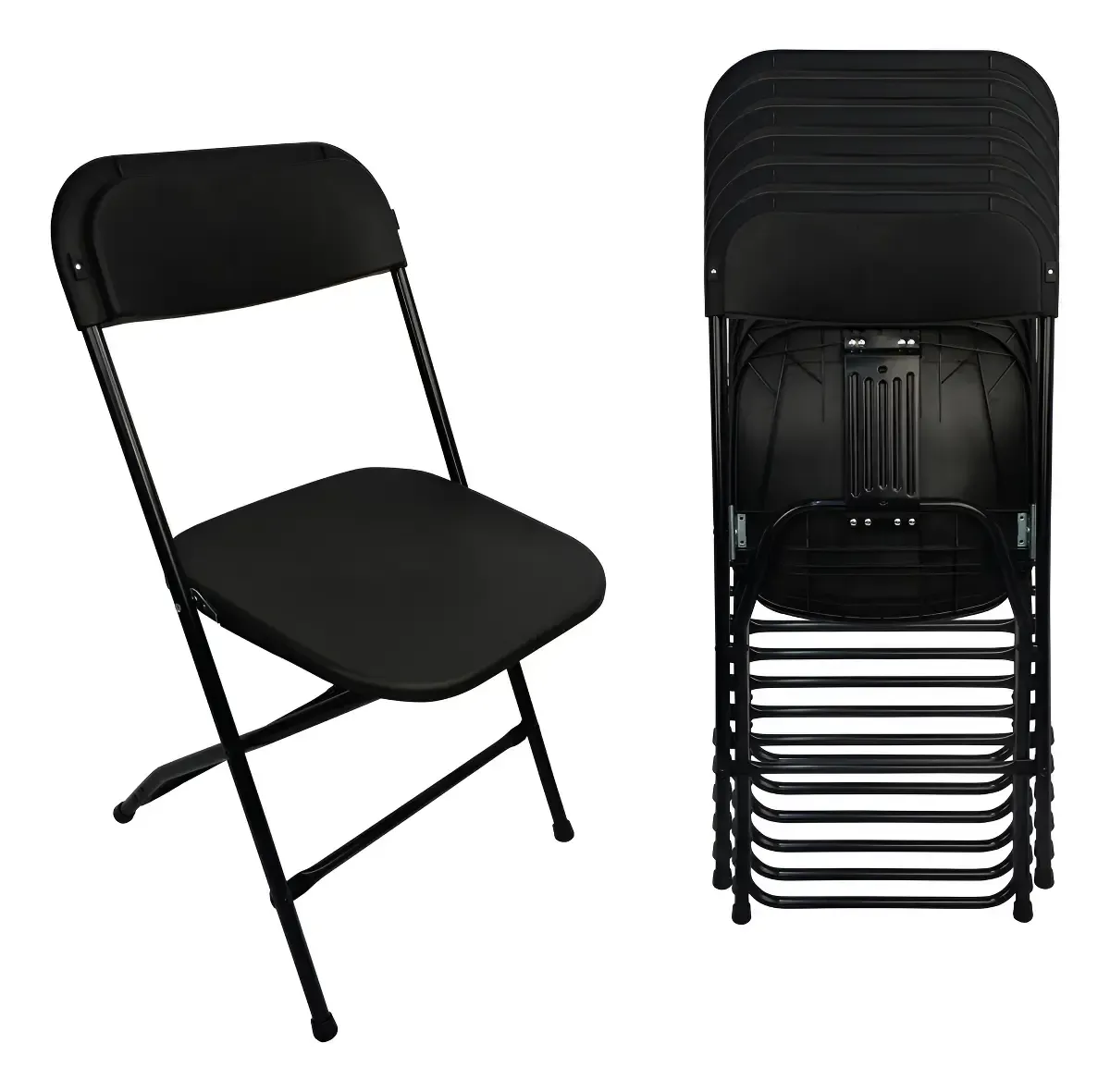 Set De 6 Sillas Plegables Plástico Reforzadas Styrka Negras Color Negro SIPL02