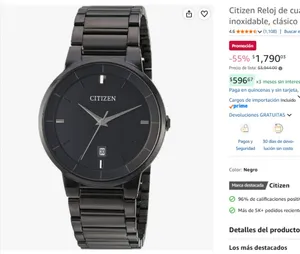 Citizen Reloj de cuarzo para hombre, acero inoxidable, clásico