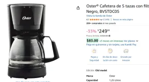 Cafetera de 5 tazas con filtro permanente