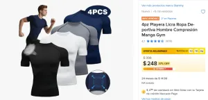 4pz Playera Licra Ropa Deportiva Hombre Compresión Manga Gym