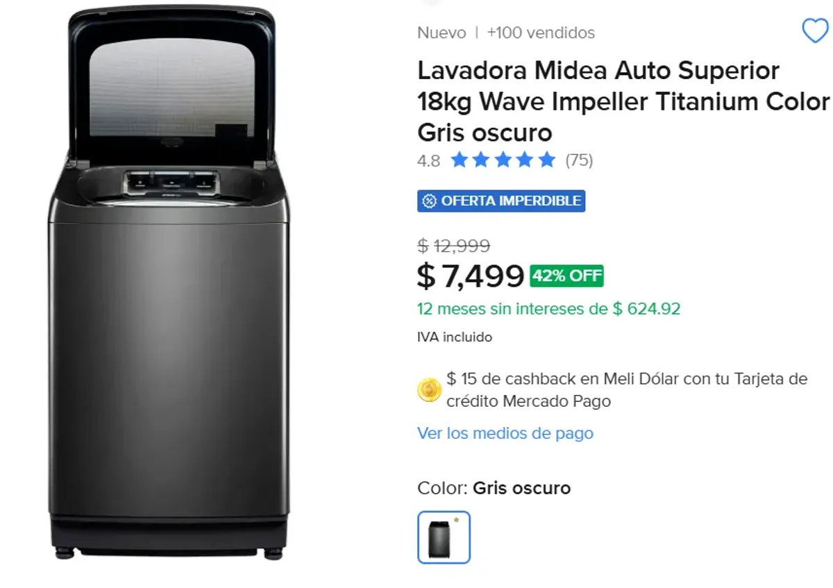 Lavadora Midea 18kg 