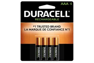 Duracell Pilas Recargables AAA Pilas Pre-cargadas con 900 mAh Hasta 100 Recargas Incluye 4 Pilas