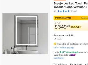 Espejo Luz Led Touch 