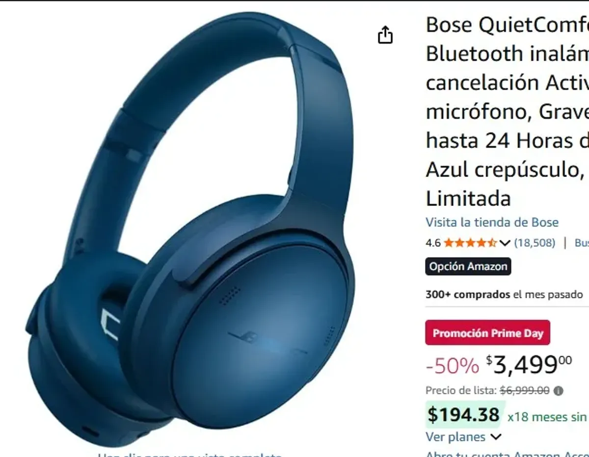 Bose QuietComfort - Auriculares Bluetooth inalámbricos con cancelación Activa de Ruido y micrófono, Graves Profundos, hasta 24 Horas de reproducción, Azul crepúsculo, Color edición Limitada