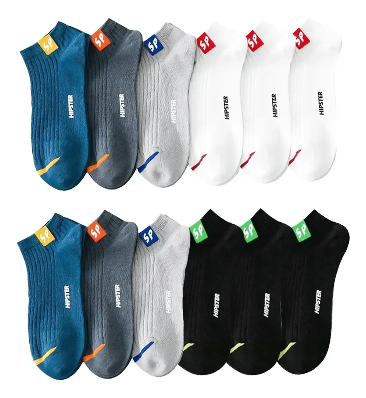 12 Pares Calcetines Cortos Hombres Dama Unisex Elástico