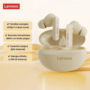 Audífonos Inalámbricos Lenovo Bluetooth Cómodos Color Blanco