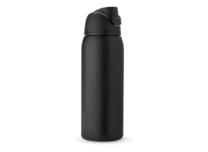 Owala FreeSip Botella de acero inoxidable aislada con popote, botella de agua deportiva libre de BPA, ideal para viajar, 40 oz, Muy, Muy Oscuro