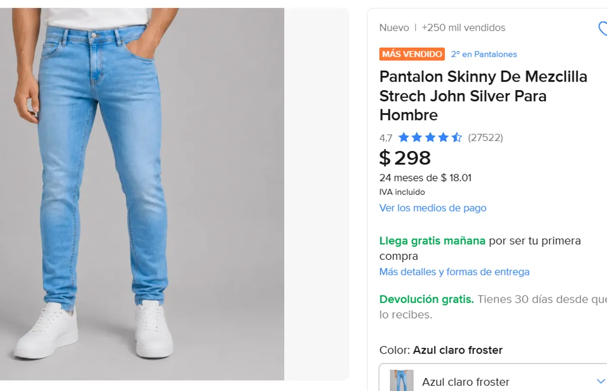 Pantalon Skinny De Mezclilla 